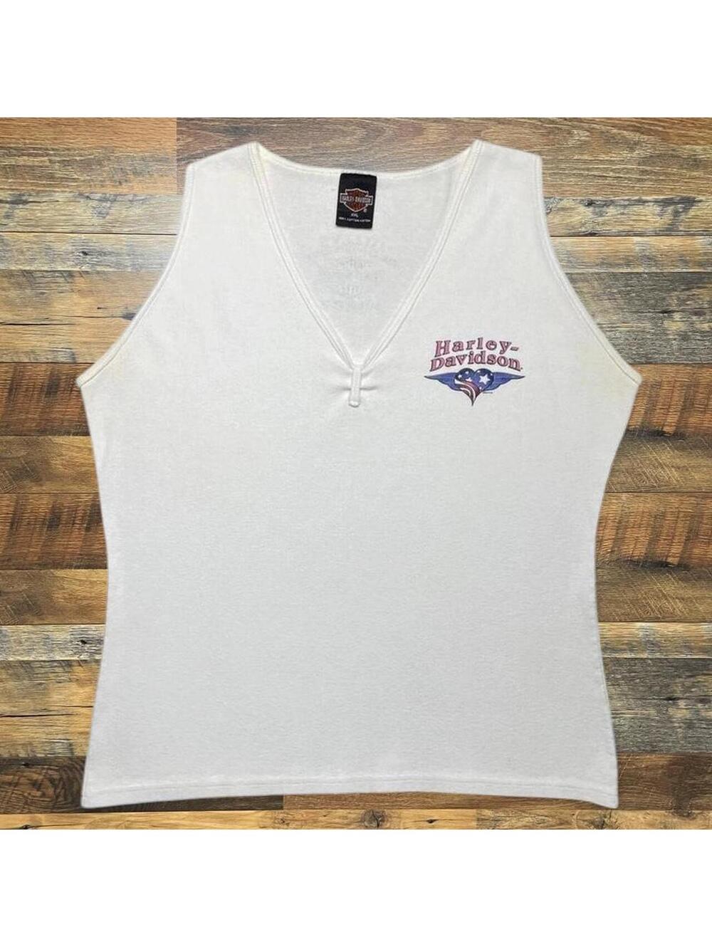 Vintage Y2K Harley Davidson Womens V Neck Tank Top 2XL North Carolina
